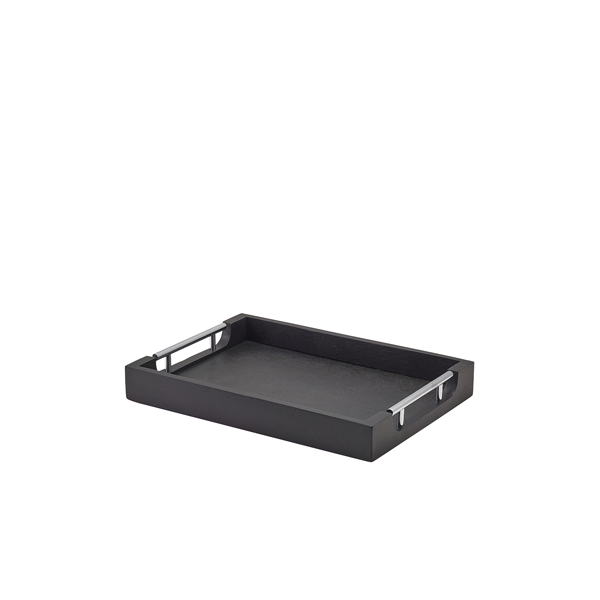 [BC-NBTM3525BK] GenWare Solid Black Tray with Metal Handles 35 x 25cm
