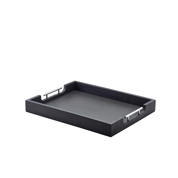 [BC-NBTM5040BK] GenWare Solid Black Butlers Tray with Metal Handles 50 x 39.5cm