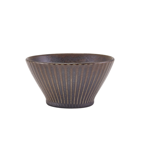 Terra Porcelain Black Fluted Conical Bowl 11.5cm (Pack of 6)