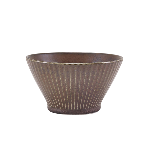 Terra Porcelain Black Fluted Conical Bowl 13cm (Pack of 6)