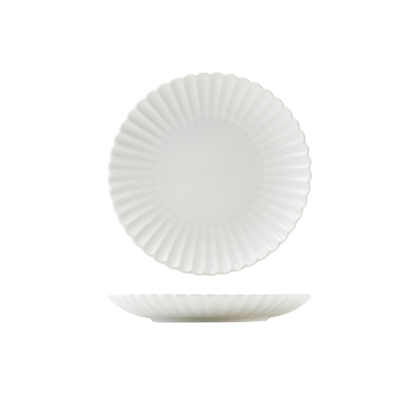 Incise Porcelain Scalloped Coupe Plate 20cm (Pack of 6)