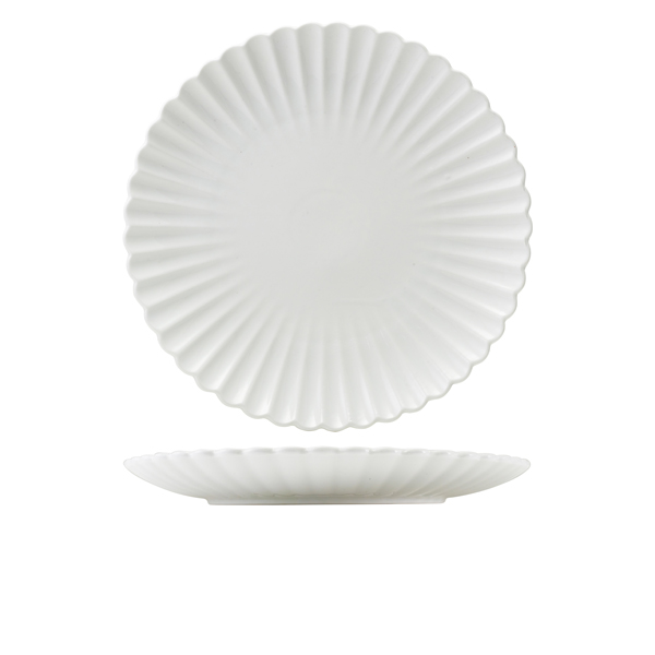 Incise Porcelain Scalloped Coupe Plate 30cm (Pack of 6)