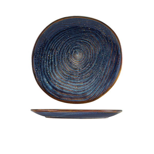 Terra Porcelain Aqua Blue Organic Plate 25cm (Pack of 6)