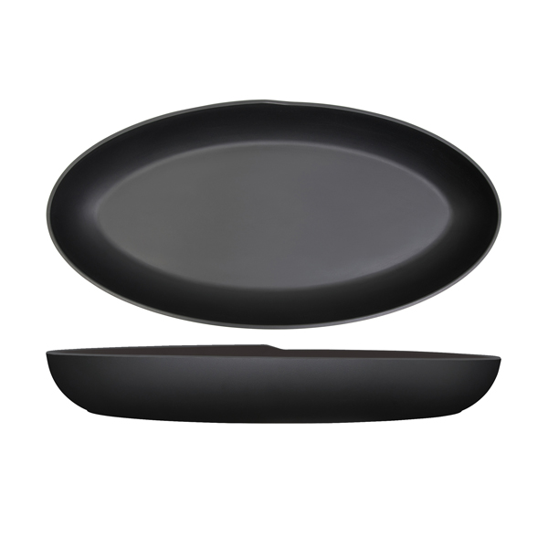 [BC-NCP550102] Black Copenhagen Oval Melamine Deep Dish 55 x 27.5 x 7.5cm