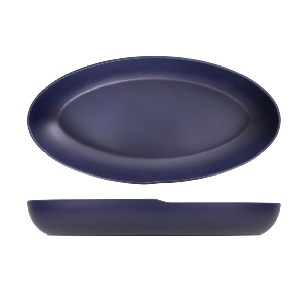 Denim Blue Copenhagen Oval Melamine Deep Dish 55 x 27.5 x 7.5cm