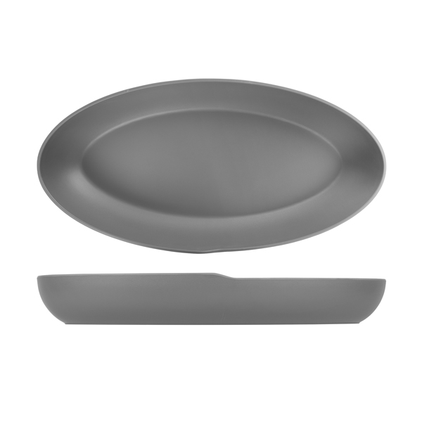 [BC-NCP550171] Grey Copenhagen Oval Melamine Deep Dish 55 x 27.5 x 7.5cm