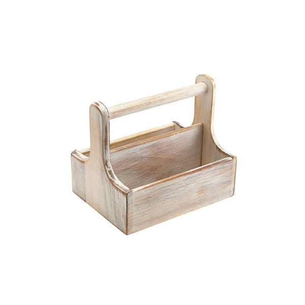 Medium White Wooden Table Caddy