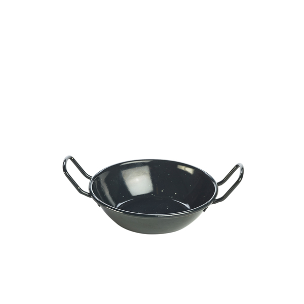 Black Enamel Dish 14cm (Pack of 6)
