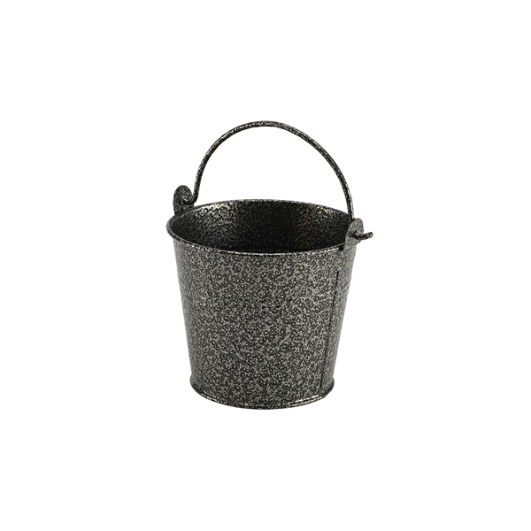 Galvanised Steel Hammered Serving Bucket 10cm Dia Silver (Pack of 12)