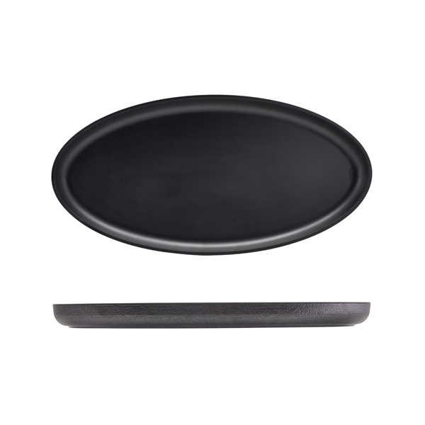 GenWare Melamine Black Jute Oval Dish 47.5 x 23.8 x 3.5cm