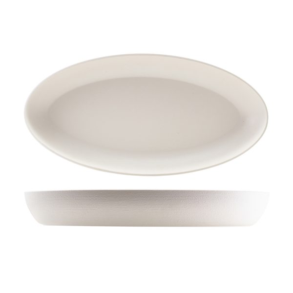GenWare Melamine White Jute Deep Oval Dish 55 x 27.5 x 7.5cm