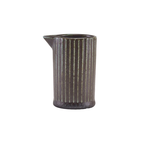 [BC-NJUG-PBKF10] Terra Porcelain Black Fluted Jug 10cl/3.5oz (Pack of 6)