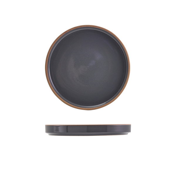 GenWare Kava Dark Grey Stoneware Presentation Plate 18cm (Pack of 6)