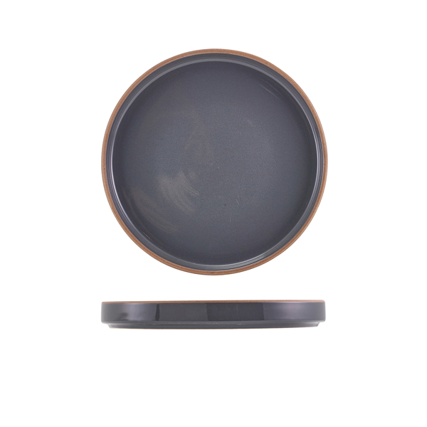 GenWare Kava Dark Grey Stoneware Presentation Plate 20cm (Pack of 6)