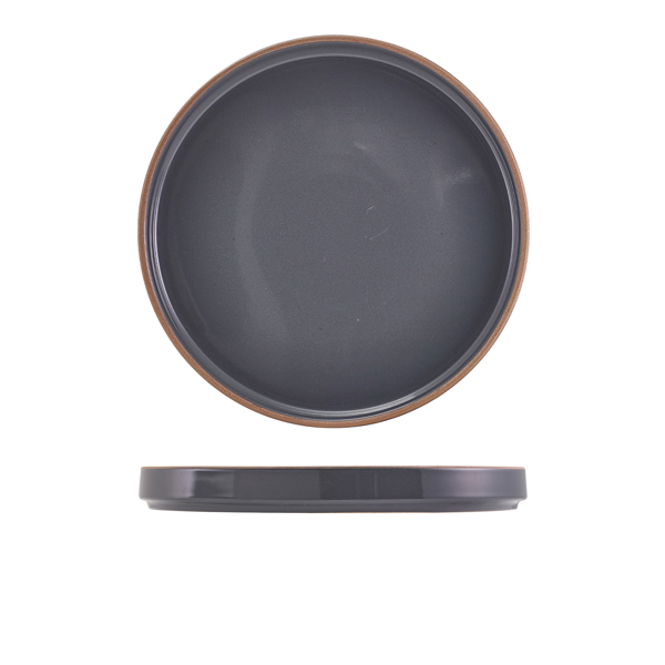 GenWare Kava Dark Grey Stoneware Presentation Plate 25cm (Pack of 6)