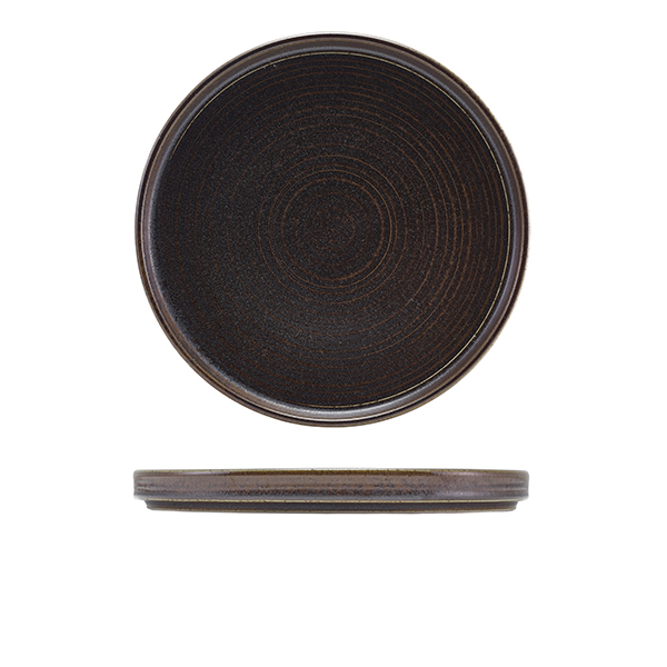Terra Porcelain Black Low Presentation Plate 25cm (Pack of 6)