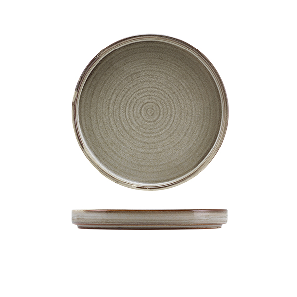 Terra Porcelain Grey Low Presentation Plate 18cm (Pack of 6)