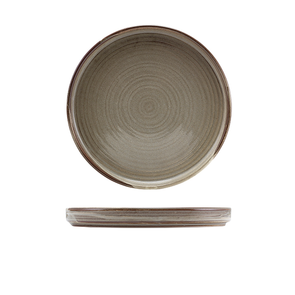 Terra Porcelain Grey Low Presentation Plate 21cm (Pack of 6)