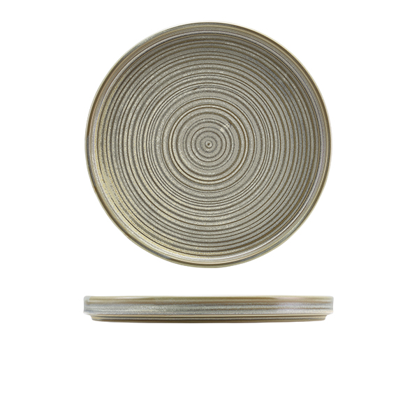 Terra Porcelain Matt Grey Low Presentation Plate 25cm (Pack of 6)