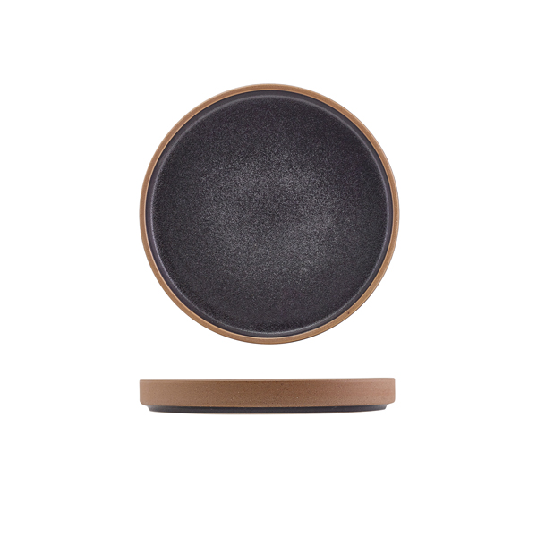 GenWare Kava Black Stoneware Raw Wall Presentation Plate 18cm (Pack of 6)