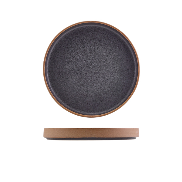 GenWare Kava Black Stoneware Raw Wall Presentation Plate 20cm (Pack of 6)