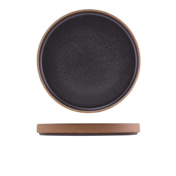 GenWare Kava Black Stoneware Raw Wall Presentation Plate 25cm (Pack of 6)