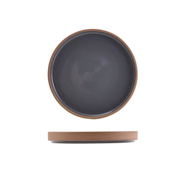 GenWare Kava Dark Grey Stoneware Raw Wall Presentation Plate 18cm (Pack of 6)