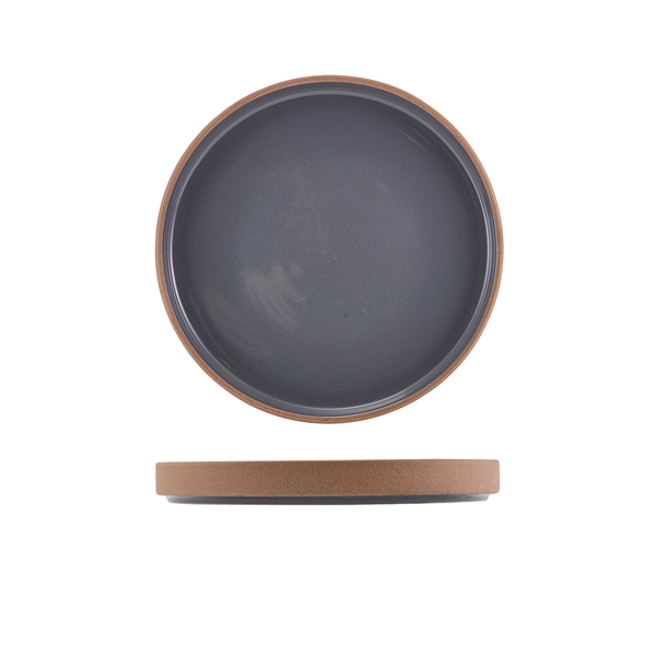 GenWare Kava Dark Grey Stoneware Raw Wall Presentation Plate 20cm (Pack of 6)