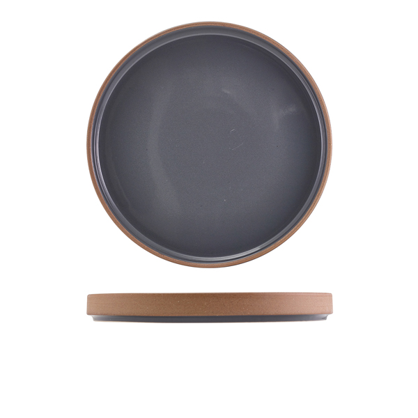 GenWare Kava Dark Grey Stoneware Raw Wall Presentation Plate 25cm (Pack of 6)