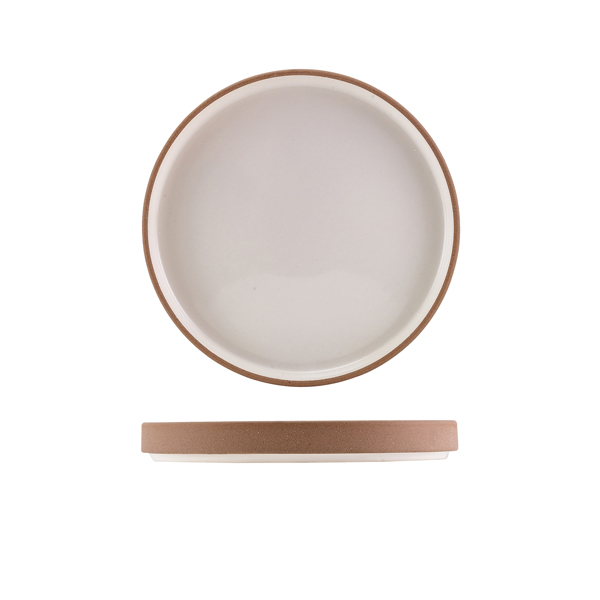 GenWare Kava White Stoneware Raw Wall Presentation Plate 20cm (Pack of 6)