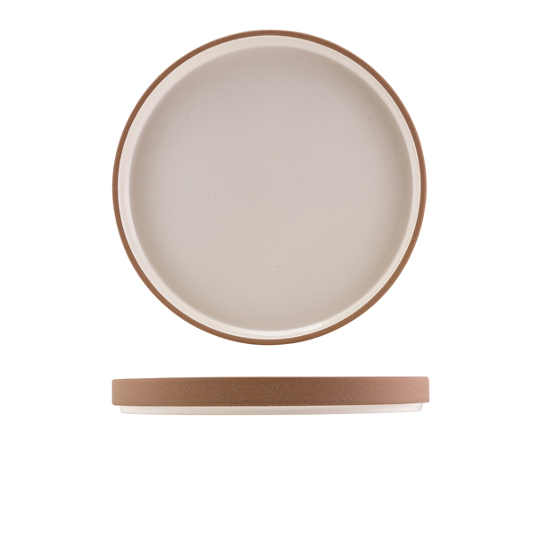 GenWare Kava White Stoneware Raw Wall Presentation Plate 25cm (Pack of 6)