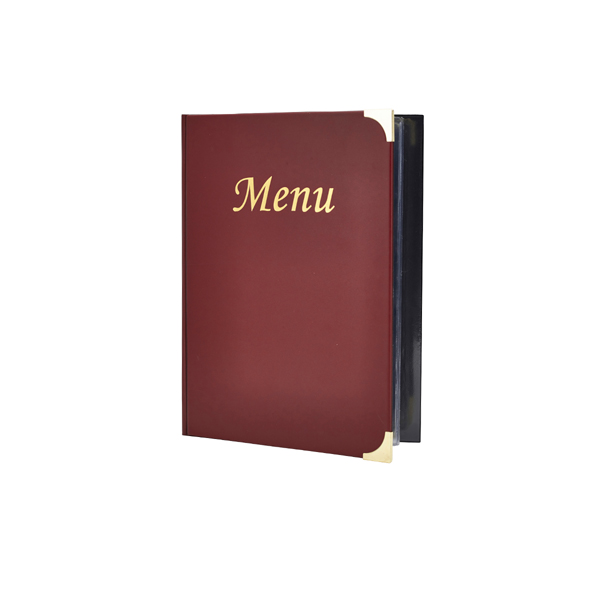 A4 Menu Holder Wine Red 8 Pages