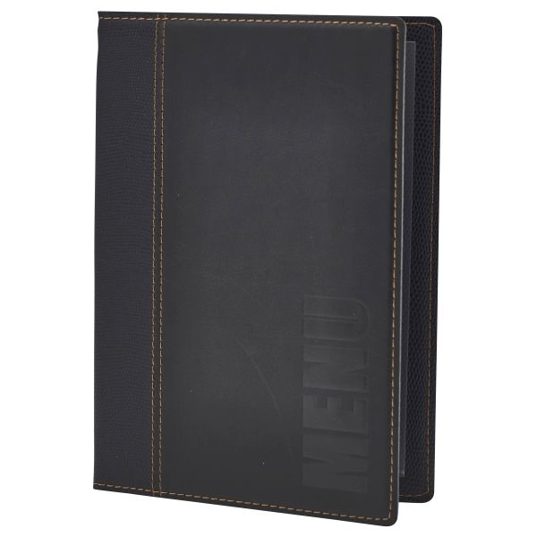 Contemporary A5 Menu Holder Black 4 Pages
