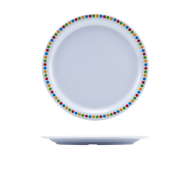 GenWare Melamine Coloured Circles Plate 22.5cm/ 9" (Pack of 12)