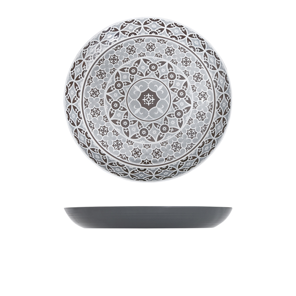 [BC-NMK380939] Grey Marrakesh Melamine Bowl 38 x 4.5cm