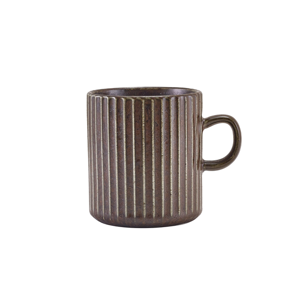 Terra Porcelain Black Fluted Mug 32cl/11.25oz (Pack of 6)