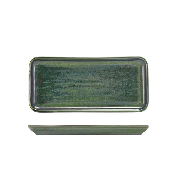 Terra Porcelain Aqua Green Narrow Rectangular Platter 27 x 12.5cm (Pack of 6)