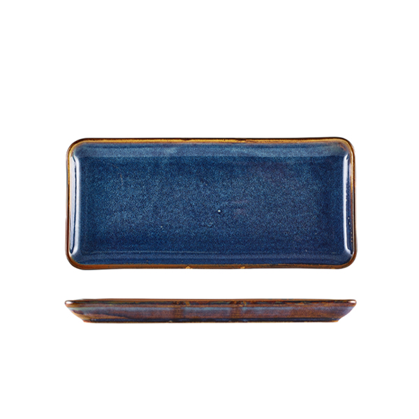 [BC-NNR-PBL27] Terra Porcelain Aqua Blue Narrow Rectangular Platter 27 x 12.5cm (Pack of 6)