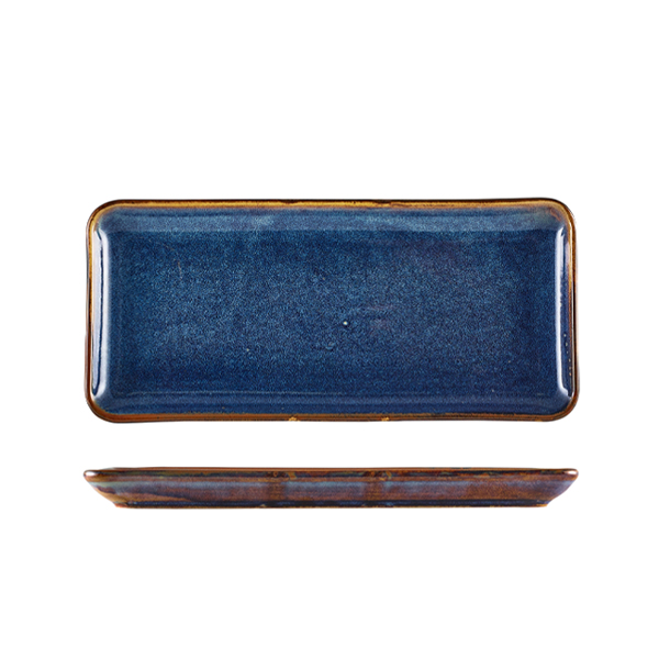 Terra Porcelain Aqua Blue Narrow Rectangular Platter 31 x 14cm (Pack of 6)