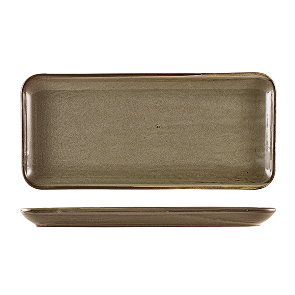 Terra Porcelain Grey Narrow Rectangular Platter 36 x 16.5cm (Pack of 3)
