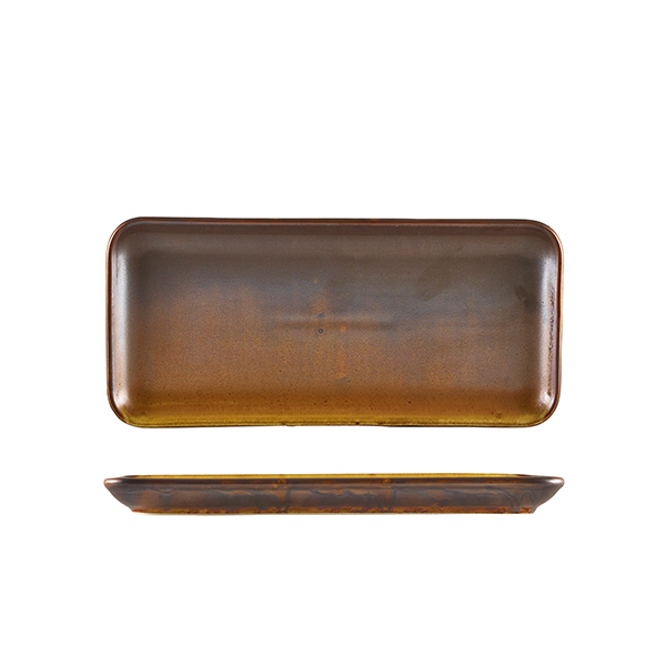Terra Porcelain Rustic Copper Narrow Rectangular Platter 27 x 12.5cm (Pack of 6)