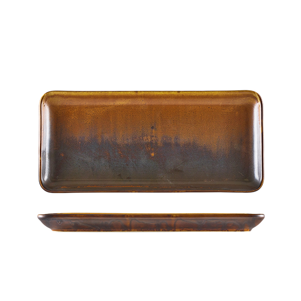 Terra Porcelain Rustic Copper Narrow Rectangular Platter 31 x 14cm (Pack of 6)