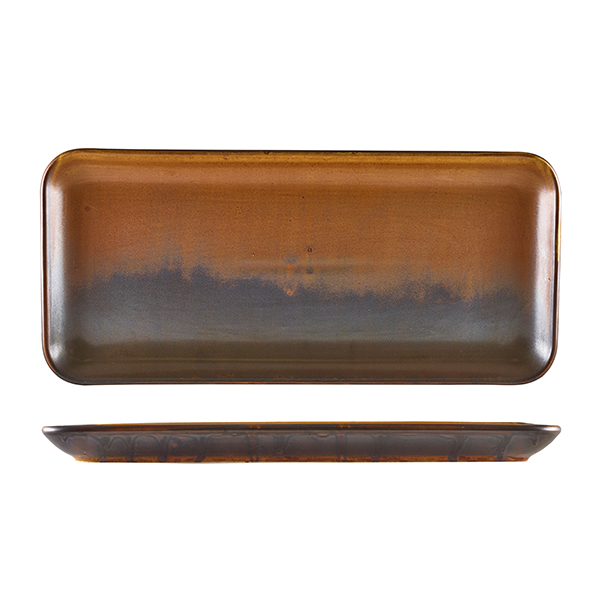 [BC-NNR-PRC36] Terra Porcelain Rustic Copper Narrow Rectangular Platter 36 x 16.5cm (Pack of 3)