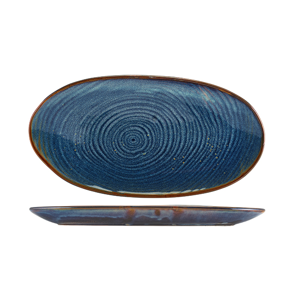 [BC-NPL-PBLG31] Terra Porcelain Aqua Blue Organic Platter 31cm (Pack of 6)