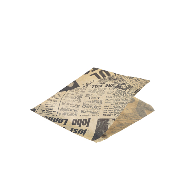 [BC-NPN0829PBG] Greaseproof Paper Bags Brown Newspaper Print 17.5 x 17.5cm
