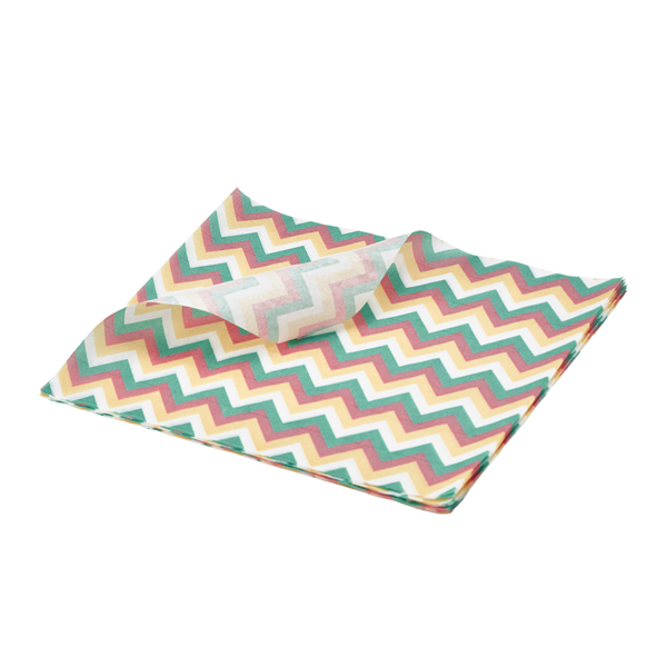 [BC-NPN1487CHV] Greaseproof Paper Multicoloured Chevron Print 25 x 20cm