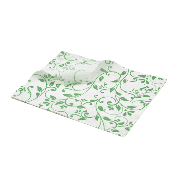 [BC-NPN1487FGR] Greaseproof Paper Green Floral Print 25 x 20cm