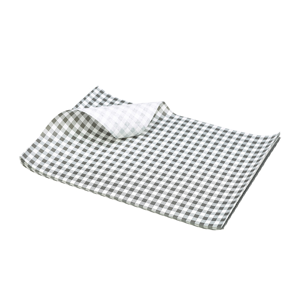 [BC-NPN1487GBK] Greaseproof Paper Black Gingham Print 25 x 20cm