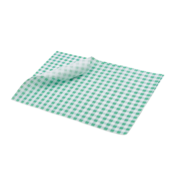 [BC-NPN1487GGR] Greaseproof Paper Green Gingham Print 25 x 20cm