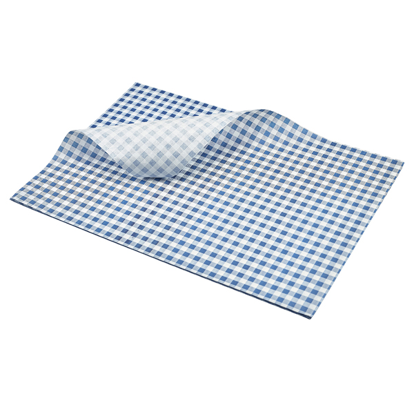 [BC-NPN1487LGB] Greaseproof Paper Blue Gingham Print 35 x 25cm